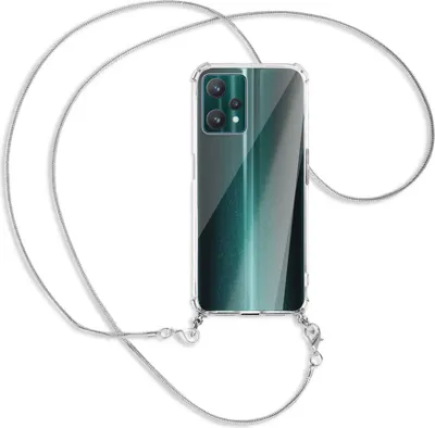 Produktbild von Handykette Backcover-Schutzhülle mit Band (Metall silberfarben) für Realme 9 Pro 5G - silberfarbene Kette Snake