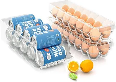Immagine prodotto di Contenitori organizer per frigorifero, trasparenti, set da 3, con coperchio