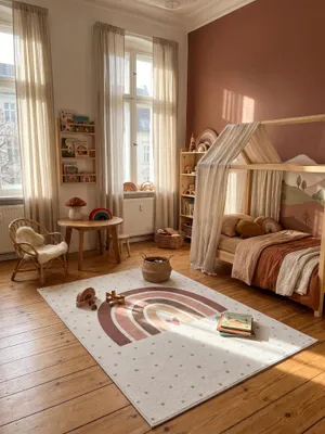 Teppich Creme rechteckig im Wohnzimmer Einrichtungsidee