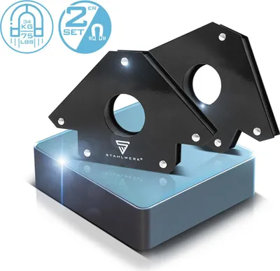 Produktbild von STAHLWERK 2er Set Magnet-Schweißwinkel 34 kg, 75 lbs mit starker Haftkraft