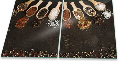 Produktbild von Herdabdeckplatten Spritzschutz Glas Universal 2-Teilig 2x40x52 Gewürze Braun