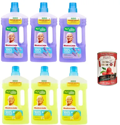 Produktbild von Testpaket Mastrolindo Pavimenti 3x Zitrone 930ml 3x Lavendel 930ml+ Italian Gourmet pelati 400gr