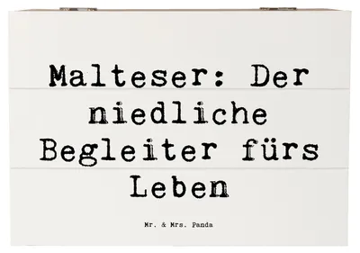 Produktbild von Mr. & Mrs. Panda Truhe Spruch Malteser Begleiter 22 x 15 cm - Weiß - Geschenk, Beschreibung, Kiste, Hundeliebe, Hunderasse, Geschenkbox, fotobox, Schatzkiste, Hund, Box