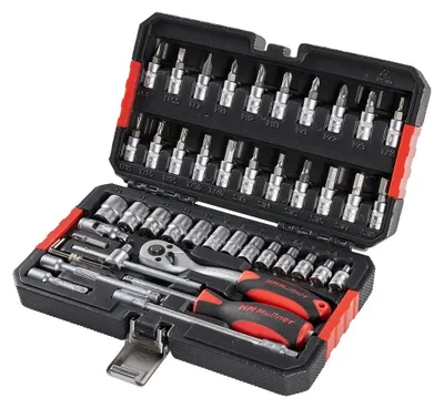 Produktbild von HM Müllner Steckschlüsselsatz 46-tlg. 1/4“-Vierkantantrieb 1/4“-Sechskantantrieb