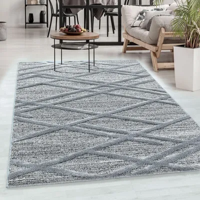 Image de Carpetsale24 Tapis pour Salon Effet Haut Bas Optique 3D Style Scandinave Boho À Poils Longs Élégant Doux, Taille: 120 cm rond