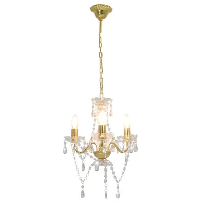 Image de vidaXL Lustre avec perles or rond 3×E14