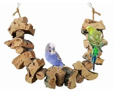 Produktbild von Vogelschaukel Knabberseil mit Kork 60 cm für Wellensittich Papagei Nymphensittich