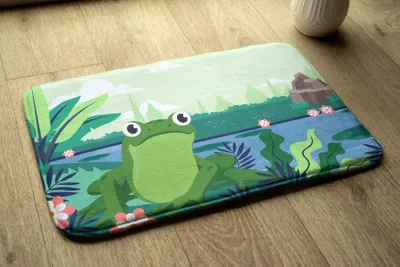 Produktbild von Badteppich Saugfähige - Badezimmer Teppich - Rutschfester Badvorleger Badematte - 75x45 cm - Frosch