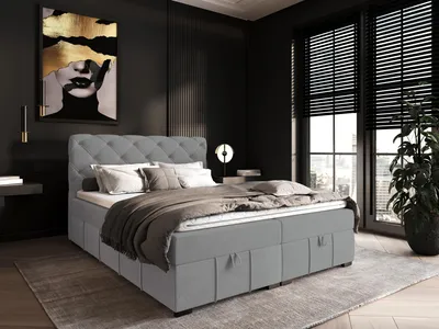 Produktbild von Boxspringbett COCO 200x200 mit Bettkästen und Topper|Doppelbett|Bonell-Matratze|Polsterbett|Bett|Bettgestell,Schlafzimmer-Beige