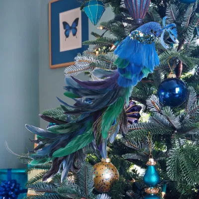 Produktbild von Weihnachtsbaum-Anhänger Pfau Christmas Ornaments Pfauenfeder Dekoration Garten Kunsthandwerk (1 pack)