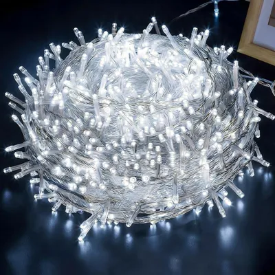 Zdjęcie produktu dla 50M 400LEDs 8 trybów lampek choinkowych zasilanie, timer, funkcja pamięci, lampki choinkowe LED dekoracja imprezowa oświetlenie ogrodu choinki, biały