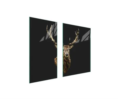 Produktbild von Herdabdeckplatten 2 teilig 75x52 Glaskeramikkochfeld Abdeckung Glas Schneidebrett Reh Schwarz