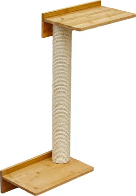 Imagen del producto de Árbol rascador de 71 cm para pared, con 2 plataformas, ideal para gatos. Fabricado en sisal y diseñado para montaje en pared