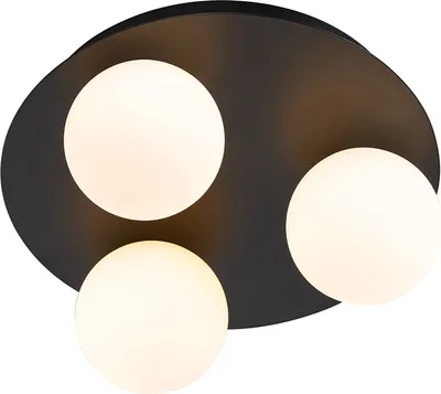 Produktbild von QAZQA - Moderne Bad I Badezimmer-Außen Deckenleuchte I Deckenlampe I Lampe I Leuchte schwarz 3-flammig-Licht - Cederic I Außenbeleuchtung - Stahl Rund - LED geeignet G9