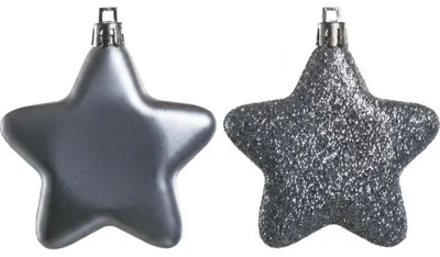 Produktbild von TrendLine Weihnachtskugeln Sterne bruchfest, langlebig 7 cm silber 8 Stück