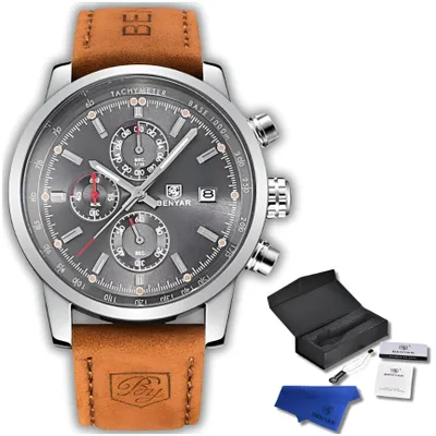 Zdjęcie produktu dla Zegarek Męski Benyar Klasyczny Elegancki Chronograf Datownik + Pudełko