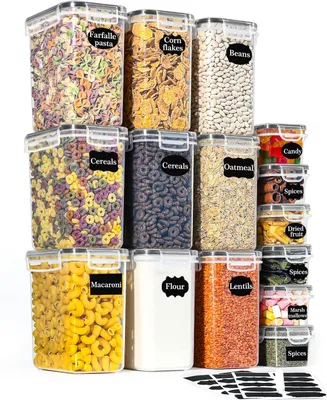 Obrázek produktu pro Sada 15 úložných nádob s víkem, objem 1,6 l a 0,32 l, plast, vzduchotěsné, vhodné do kuchyně