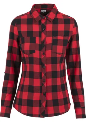 Image de Dámská košile Urban Classics Ladies Turnup Checked Flanell Shirt blk/red - S