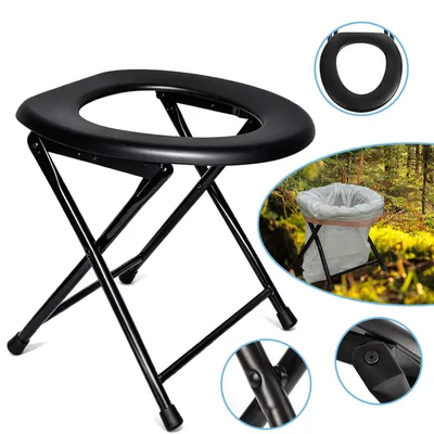 Produktbild von Klappbarer Toilettensitz für Camping, Tragbarer Toilettenstuhl, Faltbares Outdoor‑WC für Reisen, Wandern, Angeln und Klettern
