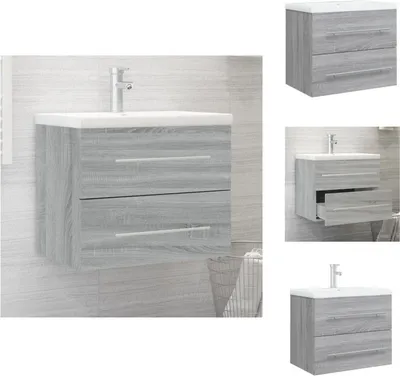 Produktbild von vidaXL Waschbeckenschrank mit Einbaubecken Grau Sonoma Holzwerkstoff -  Badezimmerwaschtische