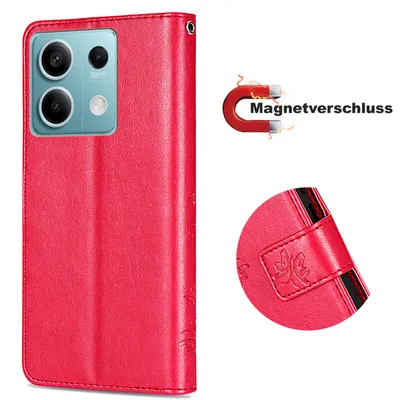 Produktbild von Hülle Xiaomi Redmi Note 13 5G, Handy Tasche Handyhülle Wallet Case Flip Cover Rot