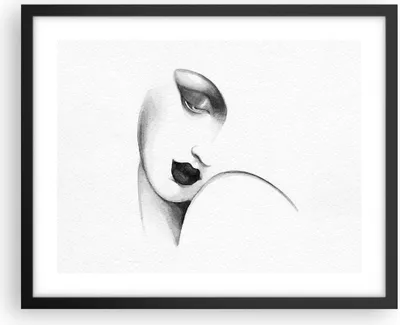 Produktbild von Gerahmtes Poster - Schwarzer Rahmen - Porträt Frau Skizze - 50x40 cm - Wand Bild - Wanddeko - Wandbilder - Kunstposter - Wandposter - Bilderrahmen - Bilder - Kunstdruck - P2BAA50x40-4475