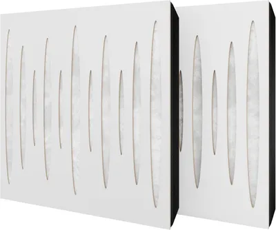 Obrázek produktu pro Balení po 2 kusech – akustický panel s velurovým potahem a montážní sadou | 50 x 50 x 5 cm | Absorpce, difúze, odraz a zvuková izolace | [PULSAR – bílá | bílá]