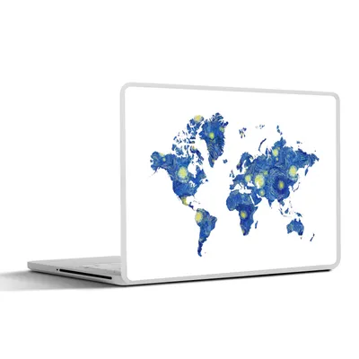 Produktbild von MuchoWow® Laptop Aufkleber Sticker Cover Weltkarte - Van Gogh - Sternennacht 36.5x27.5 cm - Laptop-Sticker