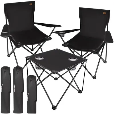 Produktbild von Trizand 25468 Camping-Tisch und Stühle, 3er-Set, schwarz