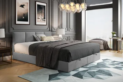 Produktbild von TRADA Royal Boxspringbett 200x200 mit Bettkasten Bonell H3 mit Topper Grau
