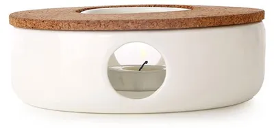 Obrázek produktu pro Ohřívač čajníku svíčka porcelán - Korková podložka - Bílá - Ø 15 cm x 5,6 cm - Pro čajníky od 8 cm - Pro domov a čajový stolek