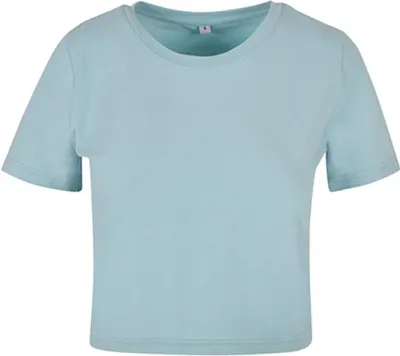 Produktbild von Build Your Brand BY042 | Damen Cropped Tee / Single Jersey / Kurz geschnitten - Farbe: Ocean Blue - Größe: S