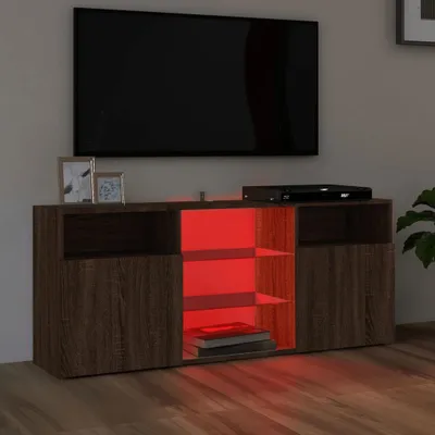Produktbild von The Living Store TV-Schrank mit LED-Leuchten Braun Eichen-Optik 120x30x50 cm