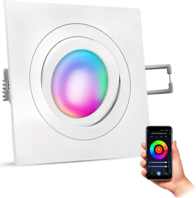 Produktbild von SSC-LUXon QF-2 Design Einbauleuchte WiFi dimmbar 230V mit RGB Smart GU10 LED - Downlight schwenkbar kompatibel mit Alexa, Siri, Google