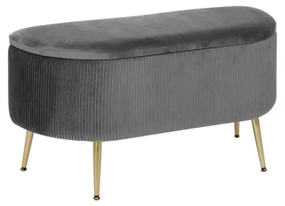 Produktbild von Truhenbank velours solaro grau 100x40cm  - Atmosphera créateur d'intérieur