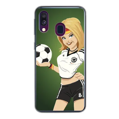 Produktbild von MuchoWow® Handyhülle Schutzhülle Hülle für Samsung Galaxy A40 Illustration eines Mädchens mit deutscher Kleidung und einem Fußball - Mädchen - Kinder Silikon Softcase Handy Hülle - Handy-Tasche