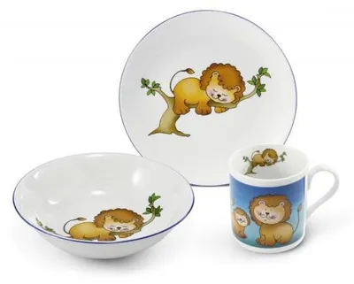 Produktbild von Leander Kindergeschirr, Tschechisches Porzellan, Löwe, Leander, 3 Stück