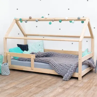 Produktbild von Children's House Bed TERY with Firm Bed Guard - White - 120 x 200 cm