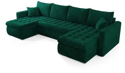 Produktbild von BroMARKT Wohnlandschaft LUIS Schlaffunktion Bettkasten U-Form 310x150x85cm Grün