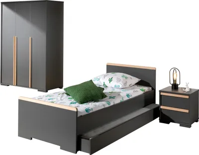 Produktbild von Jugendzimmer-Set >LONDON< in Anthrazit/Buche