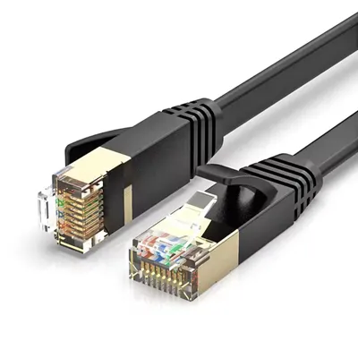 Produktbild von LAN Kabel Cat 7 Flach 5m Schwarz – geschirmtes Netzwerkkabel RJ45, Ethernet Patchkabel
