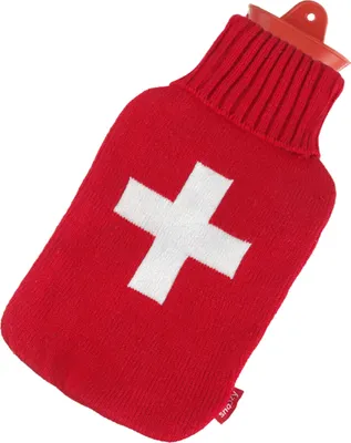 Produktbild von Snoozy Original Wärmflasche 2 Liter mit weichem Bezug Schweizer Kreuz – Kuschelige Bettflasche für gemütliche Winterabende, waschbar