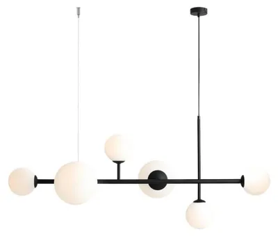 Zdjęcie produktu dla Żyrandol Dione czarno-biały 6xE14x15W szkło wym:110x130x62cm IP20 Aldex