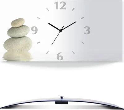 Produktbild von ARTland Wanduhr, gebogen Funkuhr - schwarzer Zeiger Zen Friede Größe: 50x25 cm