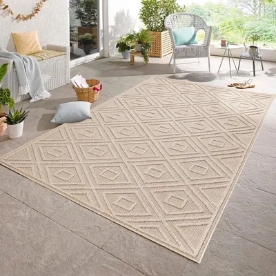 Immagine prodotto di Carpetsale24 Tappeto Interno Esterno Stile Boho Scandinavo Monocolore Effetto Alto Basso Impermeabile Soggiorno Terrazza, Dimensioni: 240x340 cm