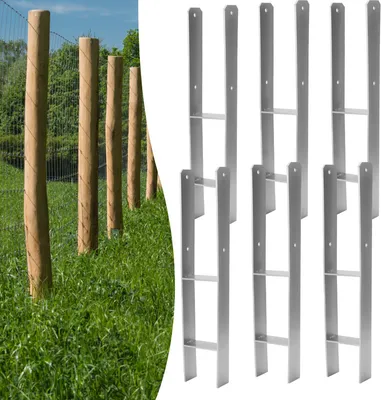 Zdjęcie produktu dla SWANEW Kotwa H Podpora słupka ocynkowana ogniowo Stabilna podpora Kotwa słupka Carport-111mm-6 sztuk