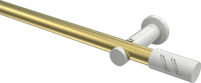 Produktbild von Interdeco Gardinenstange / Vorhangstange Messing-Optik / Weiß, Typ Platon Zoena (Glitzerzylinder) ohne Ringe, 20 mm Ø 1-läufig, 520 cm