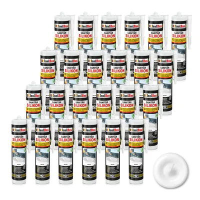 Produktbild von Isolbau Sanitär Silikon 24 x 300 ml Weiß - Hochelastischer Silikon-Dichtstoff für Abdichtungen & Fugen – Schimmelresistent, wasserdicht -  Kartusche