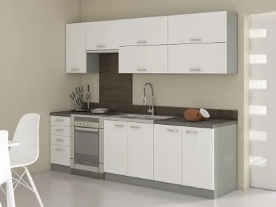 Obrázok produktu pre MOB, Kuchyňa - Brunea 260 cm (sivá + lesk biely)