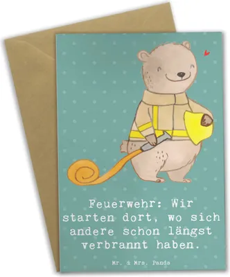 Produktbild von Mr. & Mrs. Panda neujahrskarte Feuerwehrmann Helden - Meeresbrise - Geschenk, osterkarten, Geschenke für Berufstätige, Grußkarten, Geschenkideen, Beruf, einladungskarten